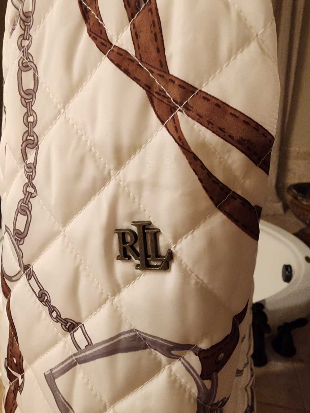 Ralph Lauren Quilted Cream & Brown Jacket